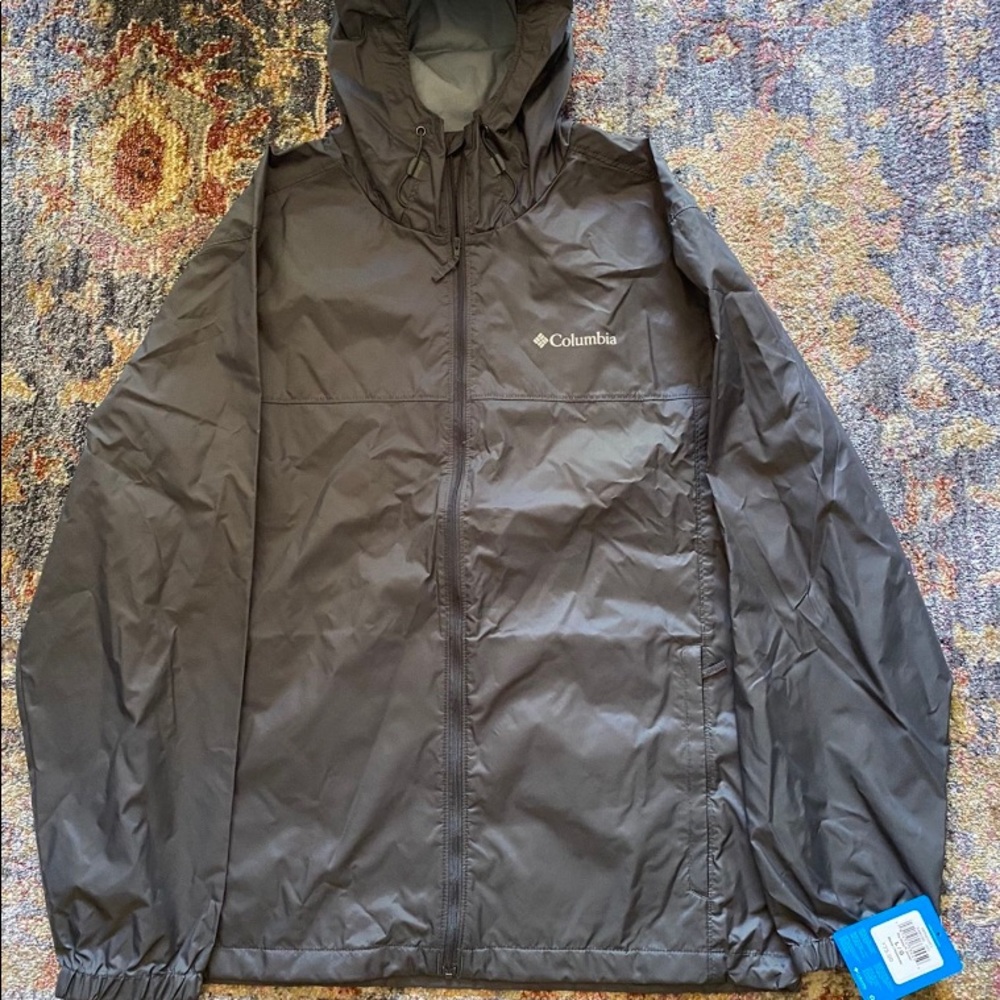 Mens Large Columbia Windbreaker W/ Hoodie (adjustable waist)